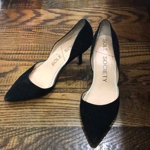 Sole Society Black Suede Heels. Size 6
